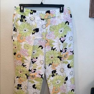 Talbots summer print linen capris size 16